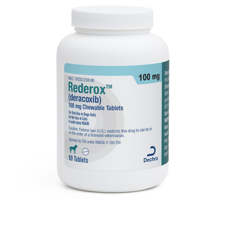 Dechra Rederox 100 mg Chewable Tablets for dogs, a generic Deramaxx tablets alternative for pain relief