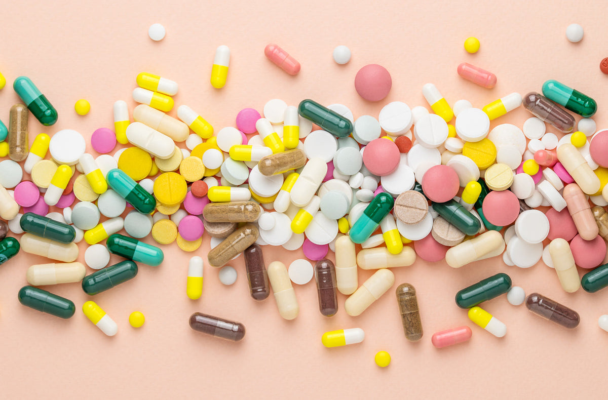 pills on pink background