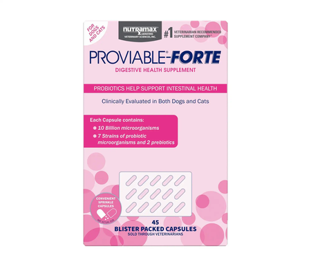 Nutramax Proviable-Forte Sprinkle Capsules for dogs and cats — 45-count box, 10 billion CFU probiotic