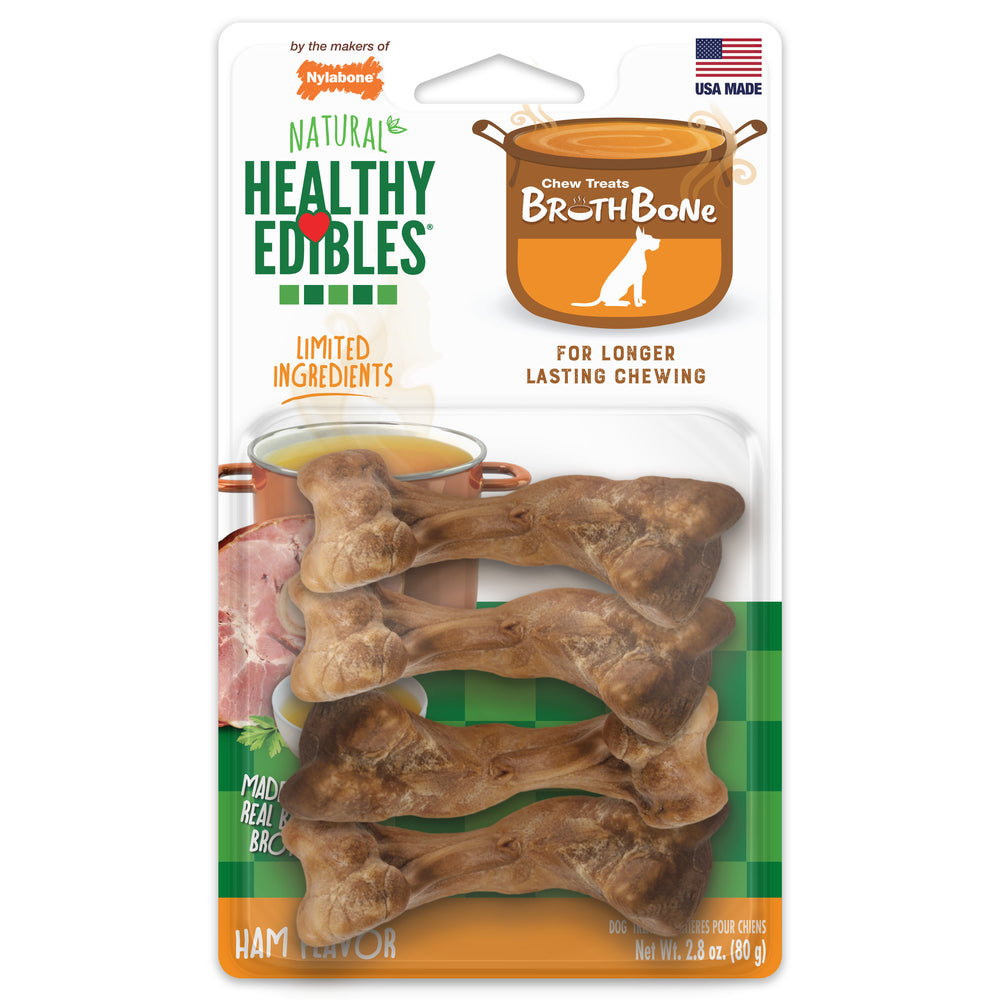 Nylabone Healthy Edibles Broth Bone Chew Treats for Dogs