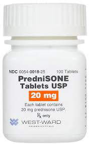 Affordable Prednisone for dogs and cats in 20 mg tablets, 100 count bottle for pet health needs