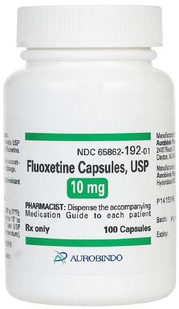Generic RX Fluoxetine Capsules 10 mg in a 100-count bottle for prescription use