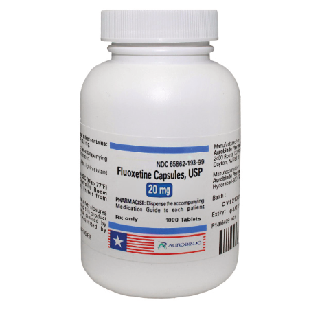 Generic RX Fluoxetine Capsules 20 mg bottle containing 1000 tablets for prescription use