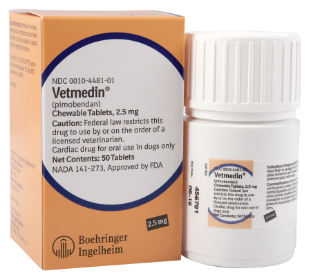 Boehringer Ingelheim Vetmedin 2.5 mg Chewable Tablets Bottle with 50 Tablets for Dogs