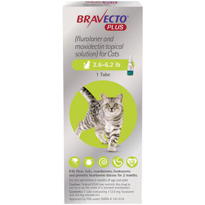 Bravecto flea treatment for cats from Merck in a 1 tube packaging for effective pest control