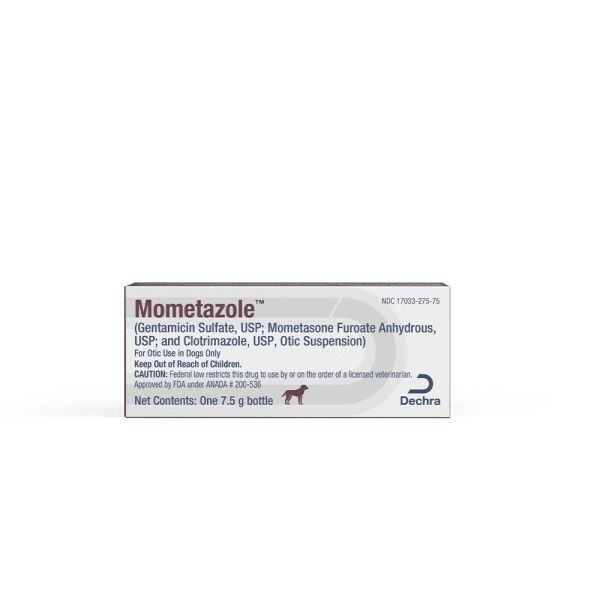 Mometazole ear medication by Dechra in a 7.5 g bottle for affordable pet ear infection treatment