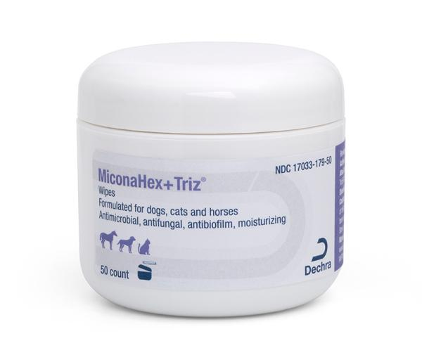 Dechra MiconahHex+Triz Antifungal Pet Wipes for dogs, cats, and horses, 50 count container