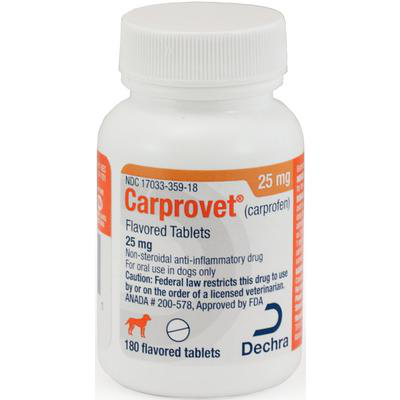 Carprofen chewable tablets for dogs, 25 mg, 180 flavored tablets for pain relief and inflammation