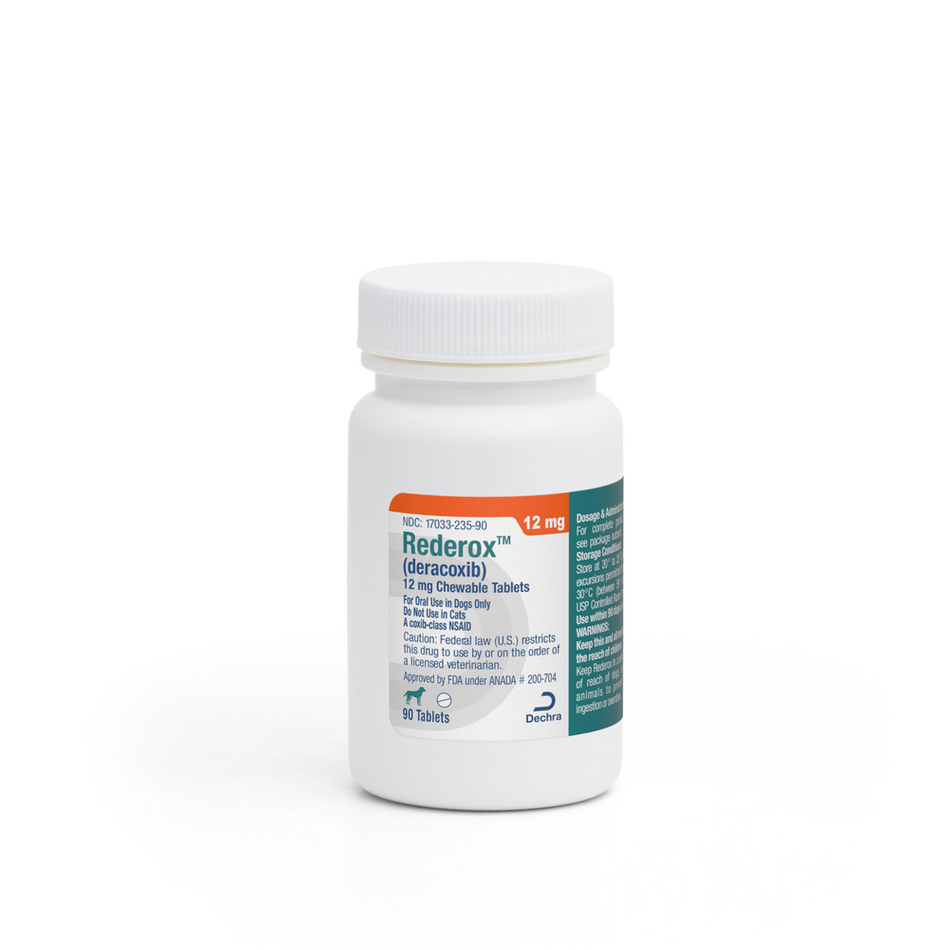 Dechra Redecrox deracoxib 12 mg generic Deramaxx tablets in 90 chewable tablet bottle