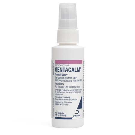 Dechra Gentacalm Topical Spray containing gentamicin sulfate pet spray for dogs, 4 oz bottle