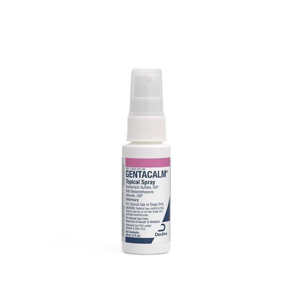 Dechra Gentacalm Topical Spray with Gentamicin Sulfate Pet Spray for soothing skin in dogs