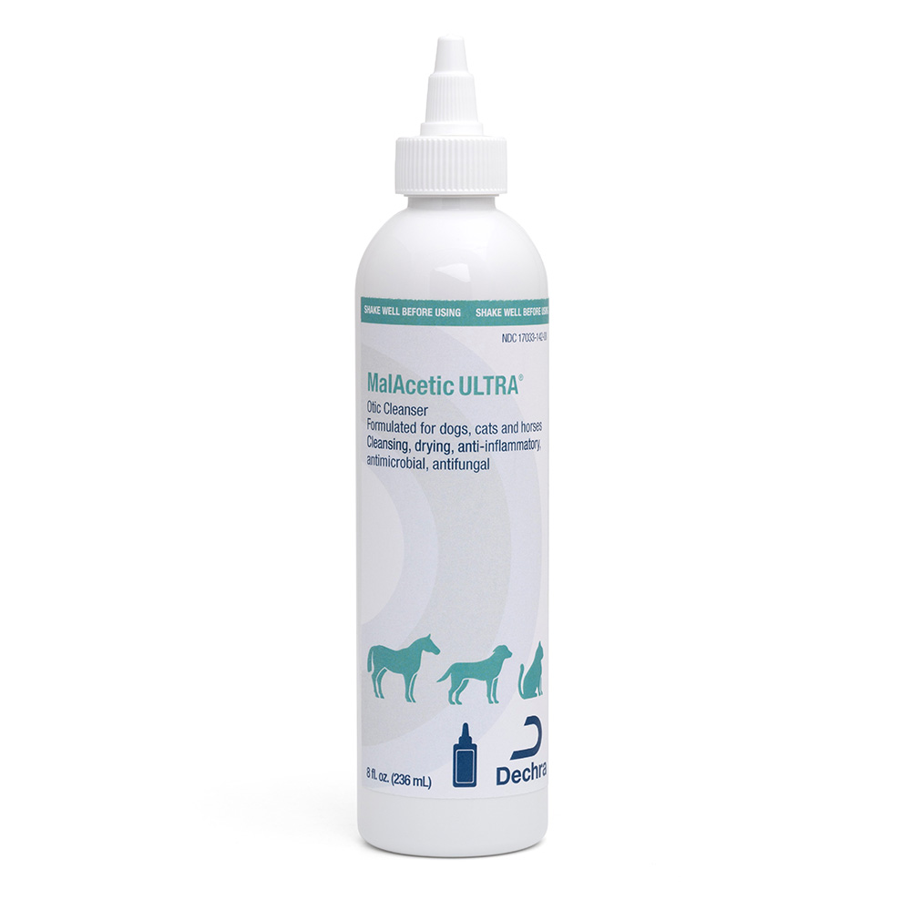 MalAcetic Ultra Otic Solution for pets in a 8 oz bottle designed for ear cleaning and infection prevention