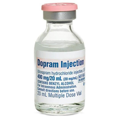 Dopram for pets 20 mL multiple dose vial of doxapram hydrochloride injection for veterinary use