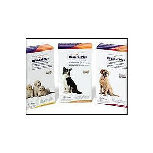 Drontal Plus tablets for dogs in colorful packaging for effective deworming treatment