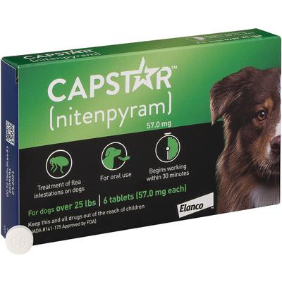 Elanco Capstar Fast-Acting Flea Medication for Dogs Over 25 lbs with 6 Tablets