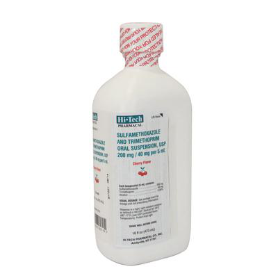 Trimethoprim Sulfa for pets, 200 mg per 5 ml oral suspension with cherry flavoring