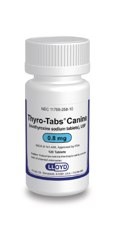Levothyroxine for dogs in 0.8 mg tablets, 120 count bottle by Generic RX for canine thyroid health