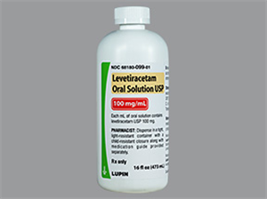 Levetiracetam for pets in a 100 mg/mL oral solution bottle for seizure management