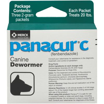 Merck Panacur C Fenbendazole pet dewormer for dogs, treats three packages for up to 20 lbs.