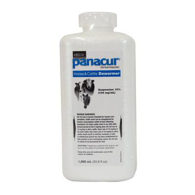 Merck Panacur Horse and Cattle Dewormer 1000 mL bottle featuring Fenbendazole pet dewormer
