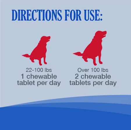 Directions for use of Nutramax vitamin B12 for cats and dogs showing dosage for different pet sizes