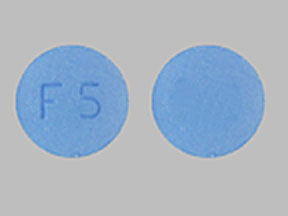 Blue Finasteride tablet for pets with F5 imprint, suitable for treating specific conditions in animals