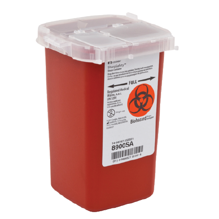Pet sharps container 1 quart for safe disposal of pet needles and syringes with biohazard label
