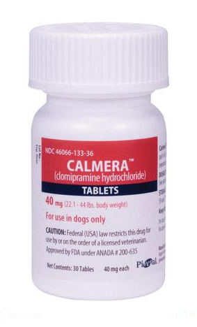 Pivetal Calmera Tablets containing 40 mg of Clomipramine Hydrochloride for dogs weighing 22.1 to 44 lbs
