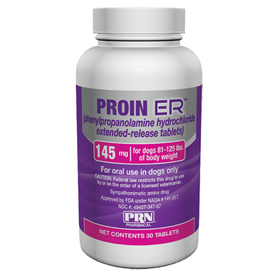 PRN Phenylpropanolamine tablets for dogs, 145 mg for dogs 81-125 lbs, pack of 30 tablets