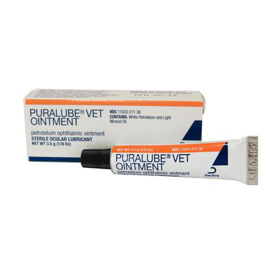 Puralube eye ointment for pets in a tube and box, designed for ocular lubrication and eye care