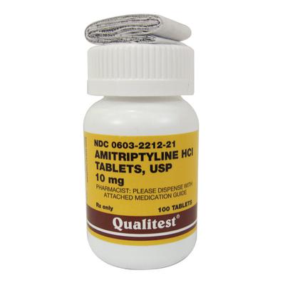 Amitriptyline for pets in a bottle containing 100 tablets, each 10 mg, from Generic RX