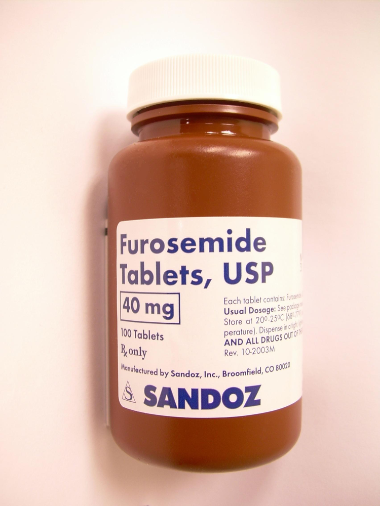 Generic RX Furosemide for pets 40 mg Tablets in a brown prescription bottle with 100 count