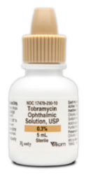 Tobramycin eye drops for pets in a 5 mL bottle for treating ocular infections