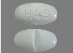 Trimethoprim Sulfa for pets, white pill with H49 imprint for treating infections in animals