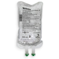 Vetivex Lactated Ringers Injection for pets in 500 mL bag for hydration support
