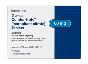 Cerenia injectable solution for dogs, 60 mg antiemetic tablets by Zoetis in a blister pack