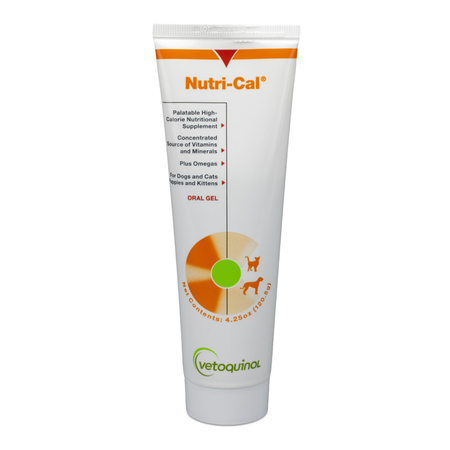 Nutri-Cal supplement for pets in a 4.25 oz tube, ideal for dogs, cats, and kittens for high-calorie nutrition.