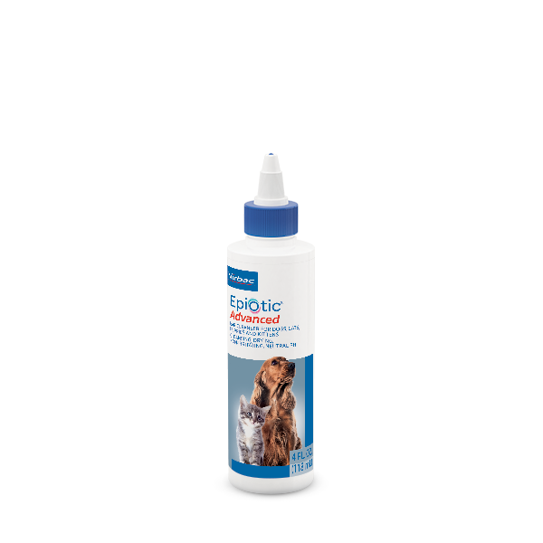 Virbac EPIOTIC Advanced Ear Cleanser in a 4 fl oz bottle for pets with a convenient applicator tip