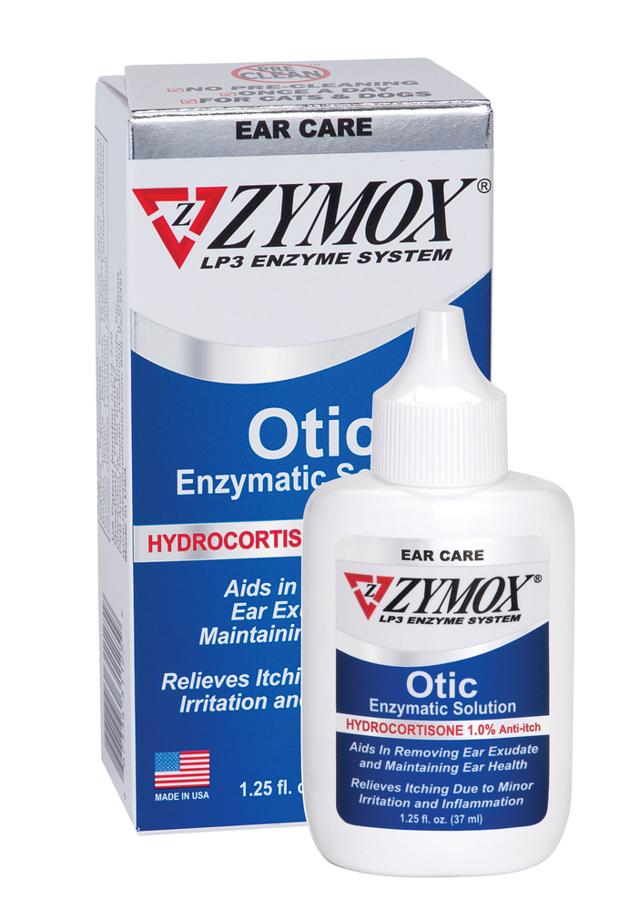 Zymox Otic Solution for pets in a 1.25 oz bottle, designed to relieve itching and irritation